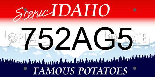 752AG5 Idaho License Plate
