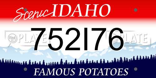 752I76 Idaho License Plate