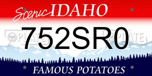 752SR0 Idaho License Plate