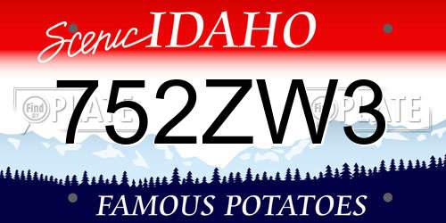 752ZW3 Idaho License Plate