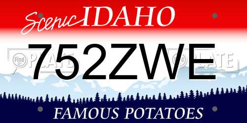 752ZWE Idaho License Plate