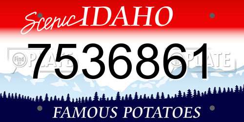 7536861 Idaho License Plate