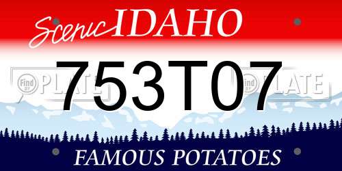 753T07 Idaho License Plate