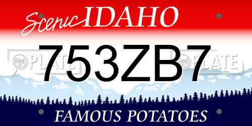 753ZB7 Idaho License Plate