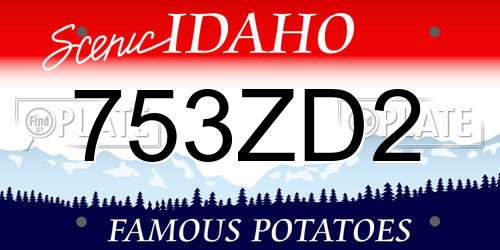 753ZD2 Idaho License Plate