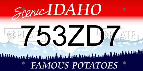 753ZD7 Idaho License Plate