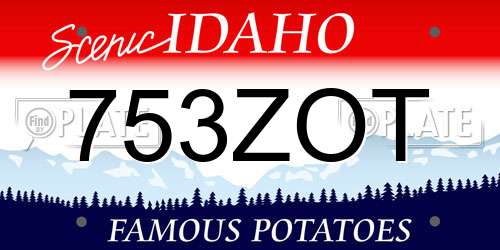 753ZOT Idaho License Plate