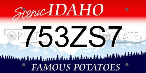 753ZS7 Idaho License Plate