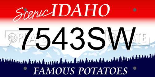 7543SW Idaho License Plate