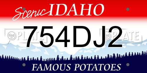 754DJ2 Idaho License Plate