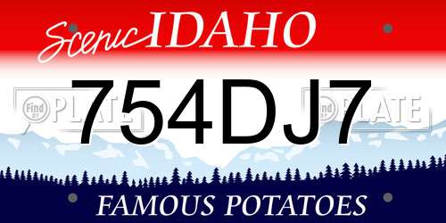 754DJ7 Idaho License Plate