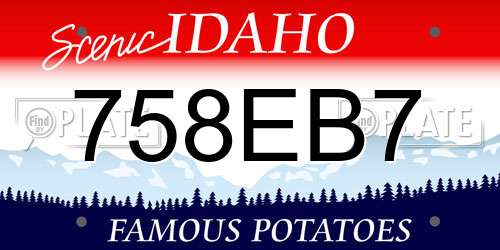 758EB7 Idaho License Plate