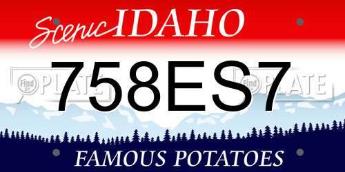 758ES7 Idaho License Plate