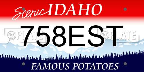758EST Idaho License Plate