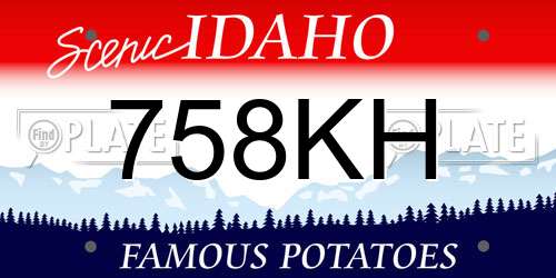 758KH Idaho License Plate