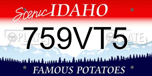759VT5 Idaho License Plate