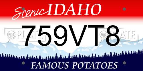759VT8 Idaho License Plate