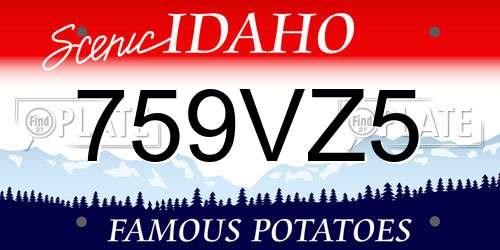 759VZ5 Idaho License Plate