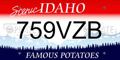 759VZB Idaho License Plate
