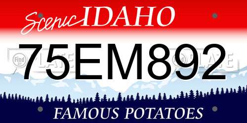 75EM892 Idaho License Plate