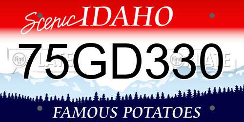 75GD330 Idaho License Plate