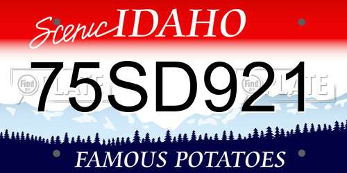 75SD921 Idaho License Plate