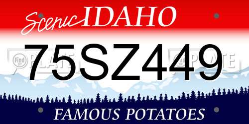 75SZ449 Idaho License Plate