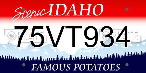 75VT934 Idaho License Plate
