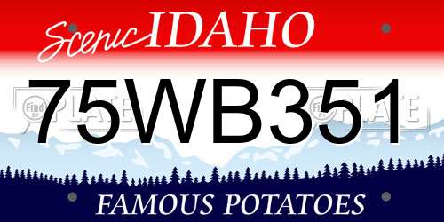 75WB351 Idaho License Plate