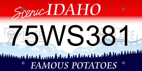 75WS381 Idaho License Plate