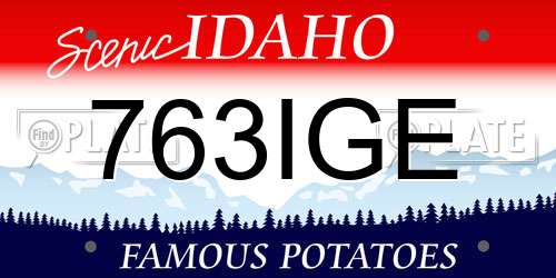 763IGE Idaho License Plate