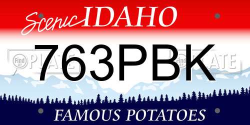 763PBK Idaho License Plate