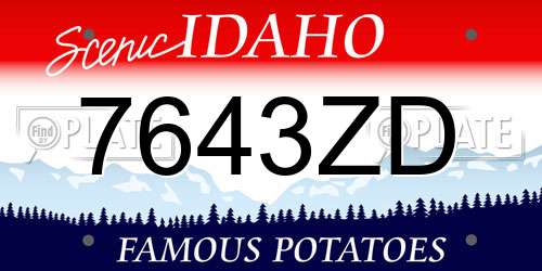 7643ZD Idaho License Plate