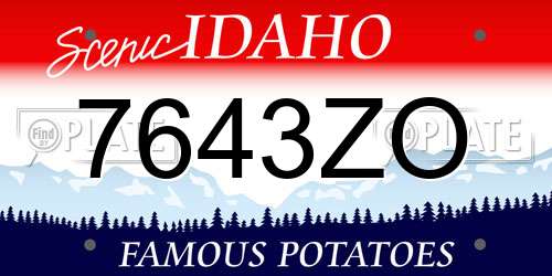 7643ZO Idaho License Plate