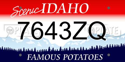 7643ZQ Idaho License Plate