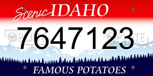 7647123 Idaho License Plate