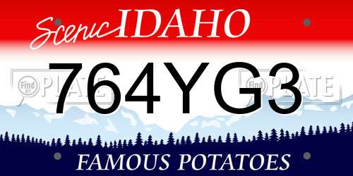764YG3 Idaho License Plate