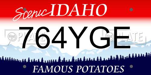 764YGE Idaho License Plate