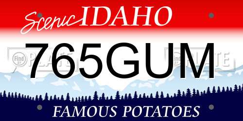 765GUM Idaho License Plate