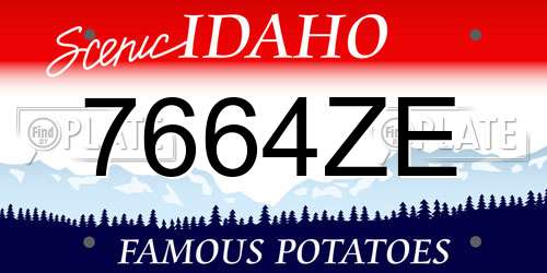 7664ZE Idaho License Plate