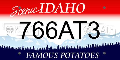 766AT3 Idaho License Plate