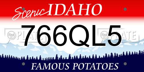 766QL5 Idaho License Plate