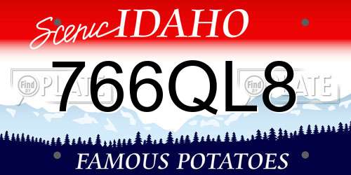 766QL8 Idaho License Plate