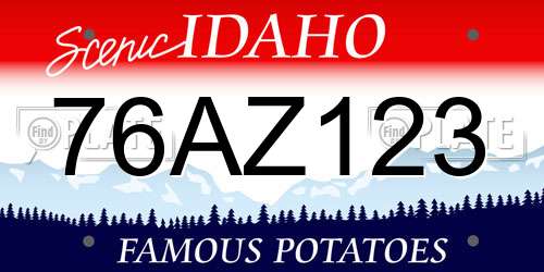 76AZ123 Idaho License Plate