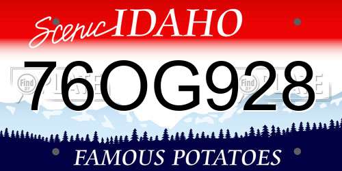 76OG928 Idaho License Plate
