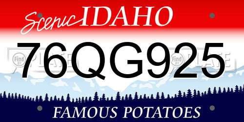 76QG925 Idaho License Plate