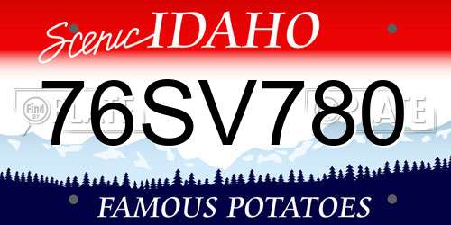 76SV780 Idaho License Plate