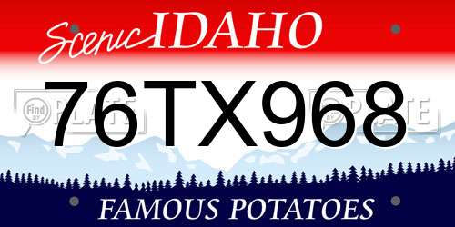 76TX968 Idaho License Plate