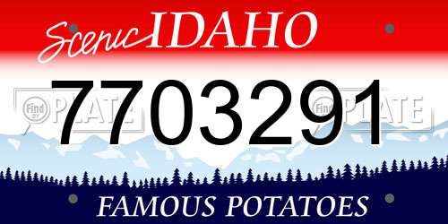 7703291 Idaho License Plate