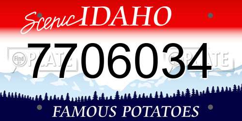 7706034 Idaho License Plate